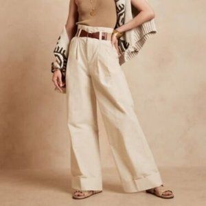 BRAND NEW - BANANA REPUBLIC Transition Cream Wide Leg Paperbag Pants